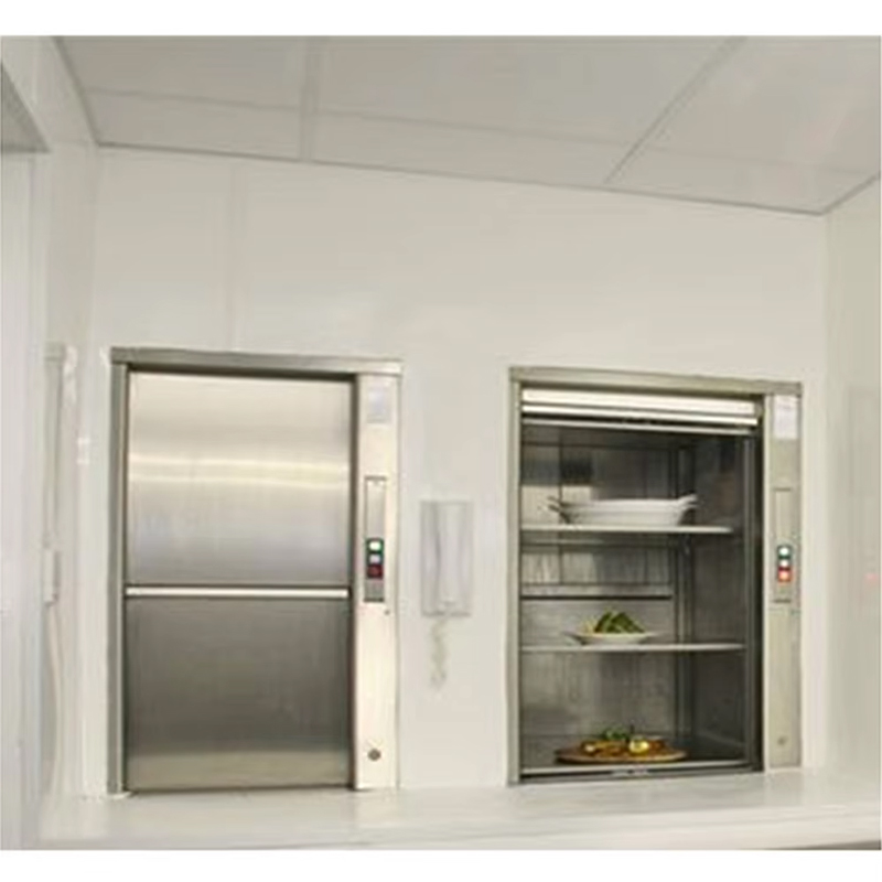 VTEF110 Restaurant Service Food Elevator Automatic Door Gearless Traction AC Drive PVC Floor Durable Safe for Hotels Villas Kitchens
